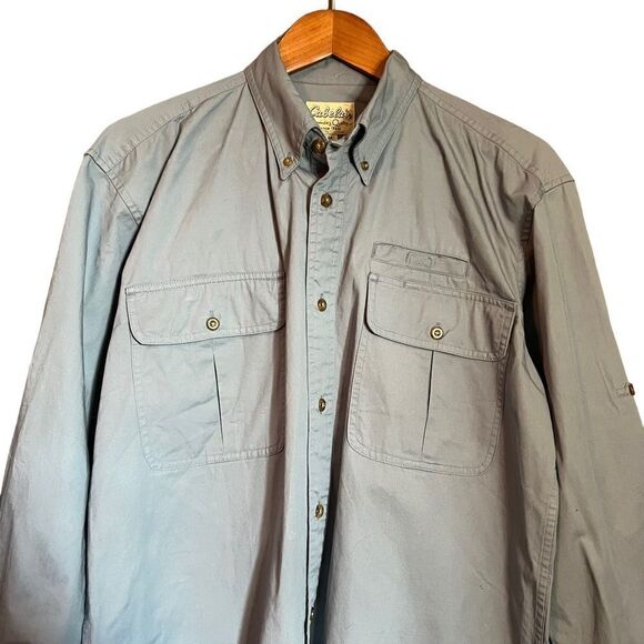 Cabelas light blue button down fishing / utility shirt. - Picture 2 of 9